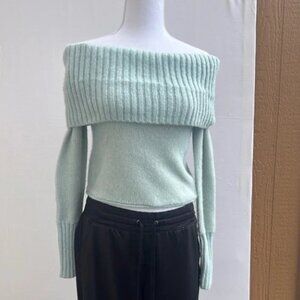 SO Mint Off-Shoulder Sweater